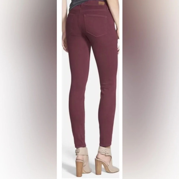 PAIGE Verdugo Ankle Jeans Maroon Solid Denim Mid  Rise Sz 31 - Picture 1 of 12